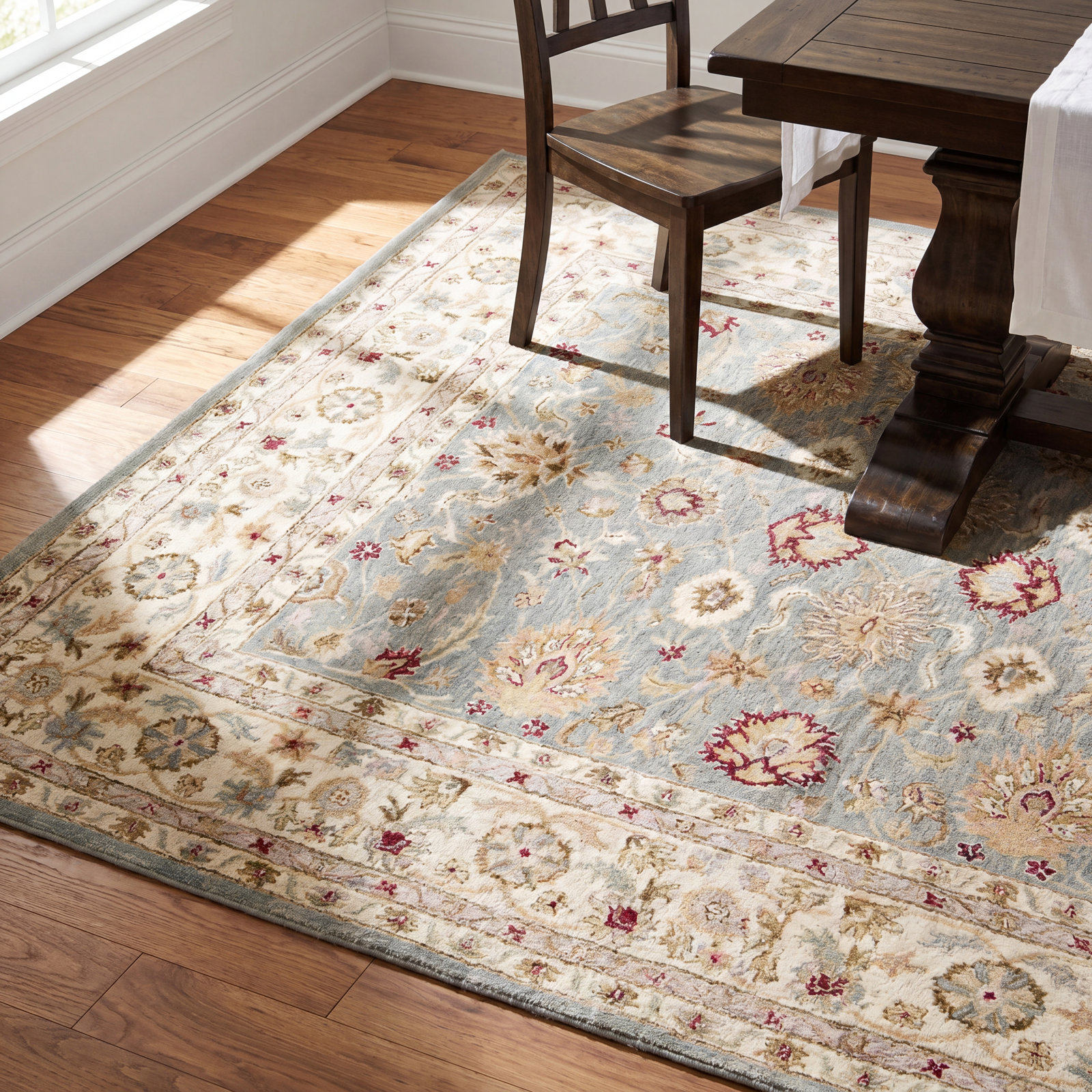 Samuel Gray Blue Beige Hand-Tufted Wool Rug, Rectangle 12' x 15'