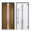 Porte avant en acier pré-suspendue à l'avant / deux en chêne naturel 1744/2 fenêtres latérales blanches à l'extérieur / inserts en acier inoxydable simples peints modernes - l 14 + 36 + 14 po x H 80 po - À gauche-111445103-111445108-111445109
