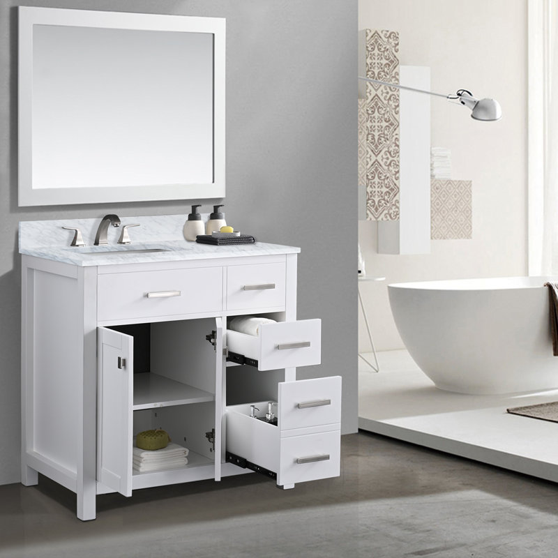 36'' Single Bathroom Vanity with Carrara Marble Top