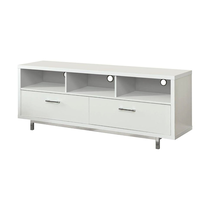 Console de 60 pouces avec 2 grands tiroirs inférieurs et 3 compartiments ouverts