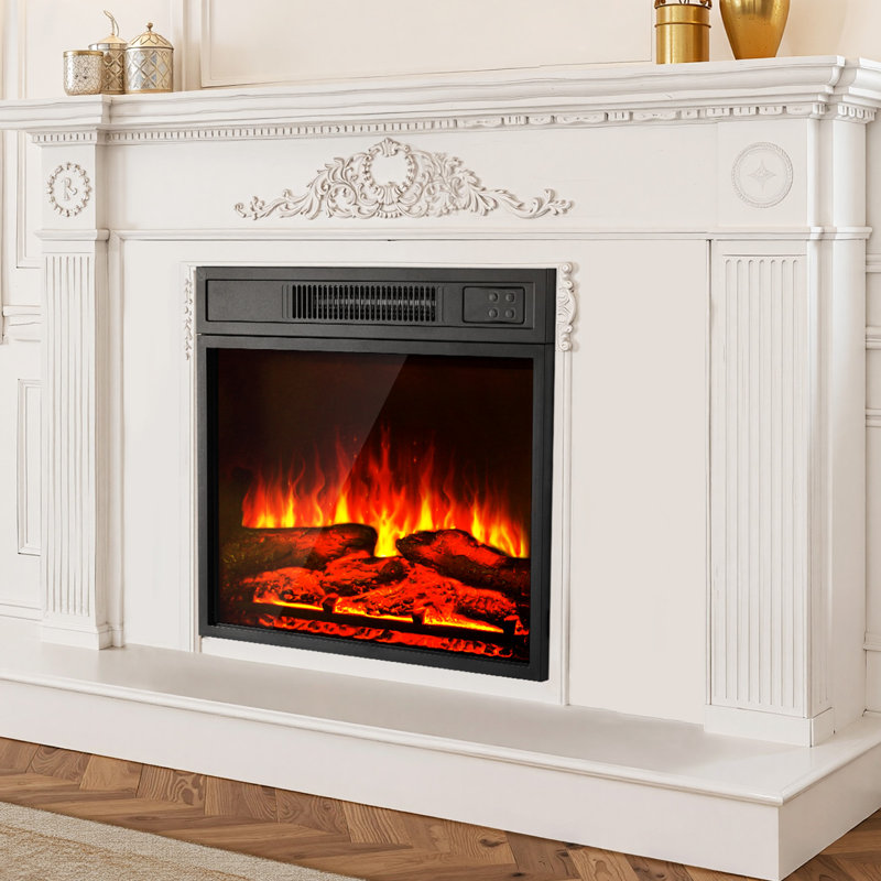 Foyer électrique encastrable 18 po avec télécommande encastrable 18 000 BTU noir, H 17,64 po x l 18,7 po x P 5,2 po