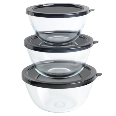 Babish Glass Mixing Bowl Set w/ Lids