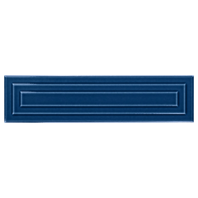 SAMPLE-4.43" x 17.62" Ceramic Patterned Subway Tile, Nautical Blue