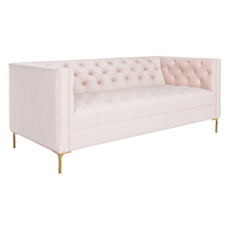 Canapé en velours à accoudoirs carrés 70,1 po Skye, Velours rosé