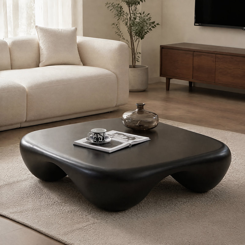 Table basse moderne en faux travertin texturé pour le salon / bureau, Black