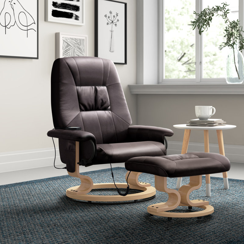 Hannah 79cm Wide Swivel Ergonomic Recliner with Massager, Brown