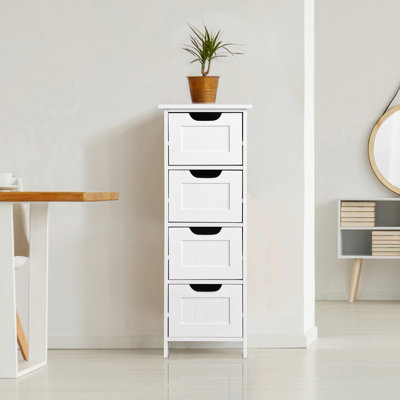 White Bathroom Storage Cabinet, Freestanding Cabinet With Drawers