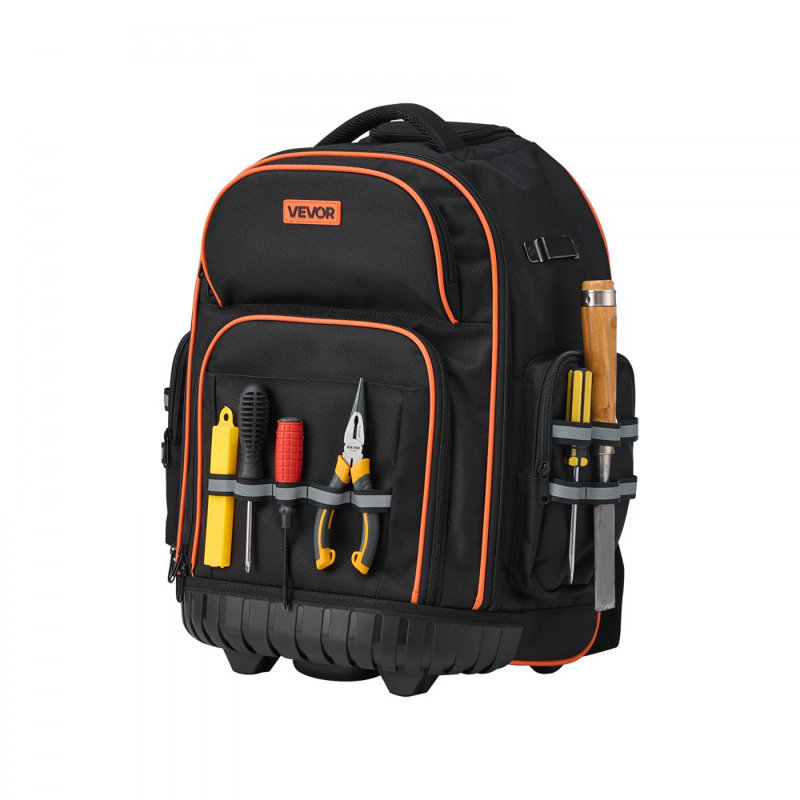 Rolling Tool Backpack 45 Pockets Heavy Duty Roller Tool Bag on Wheels