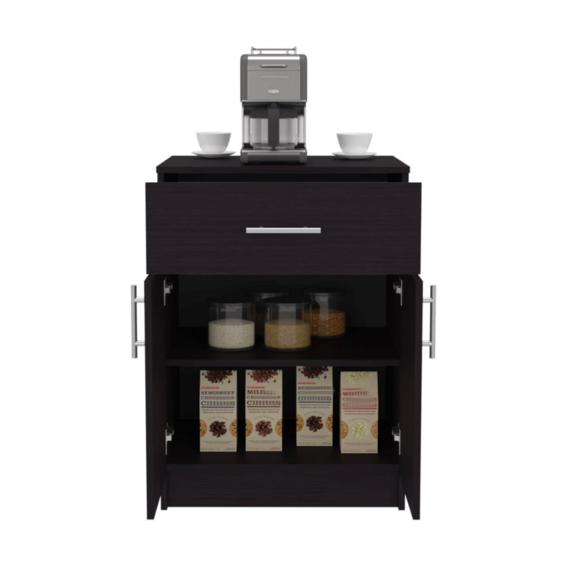 Garde-manger Wengue en mélamine avec 2 portes et 1 tiroir