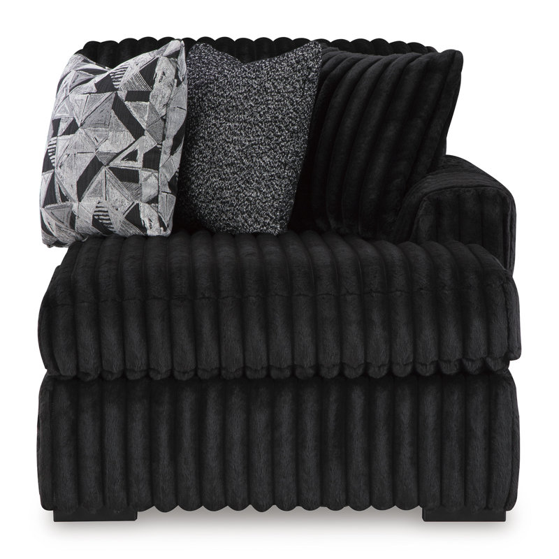 Canapé modulaire avec méridienne 6 pièces Irie, Polyester noir, 40" H x 122" W x 151" D, Orienté à gauche (vu de face)