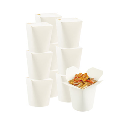 Restaurantware-Bio Tek 3.2 x 2.9 x 4 Inch Food Containers, 50 Noodle Takeaway Boxes - Disposable, Sturdy, Turquoise Paper 16 Ounce Take Out Boxes, Round, For Hot Or Cold Foods