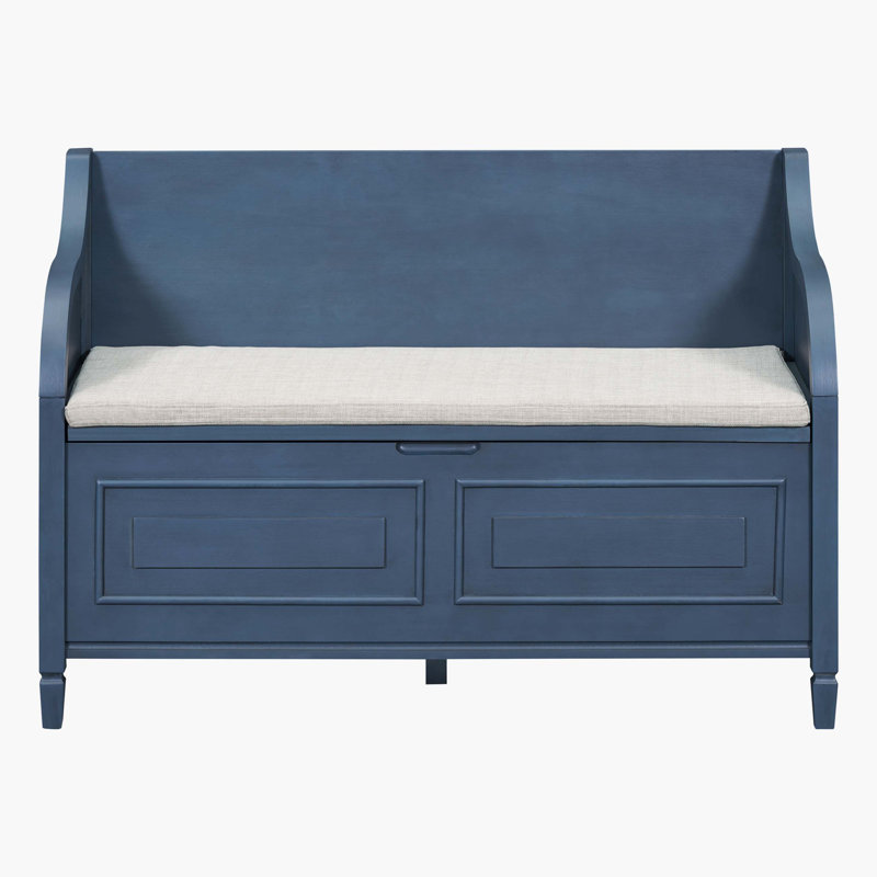 Rustic Style Solid wood Entryway Multifunctional Storage Bench, Antique Navy