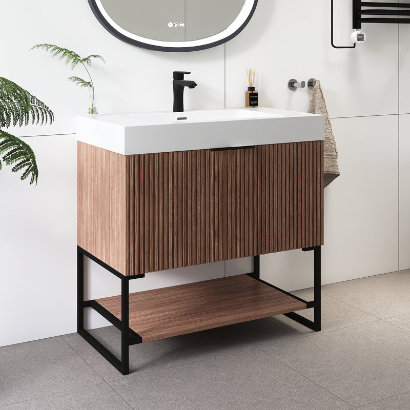 Meuble-lavabo autoportant en contreplaqué de 30 po avec lavabo
