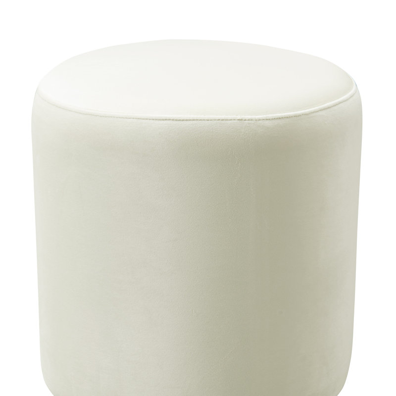 40.6cm Wide Velvet Round Standard Ottoman, Cream