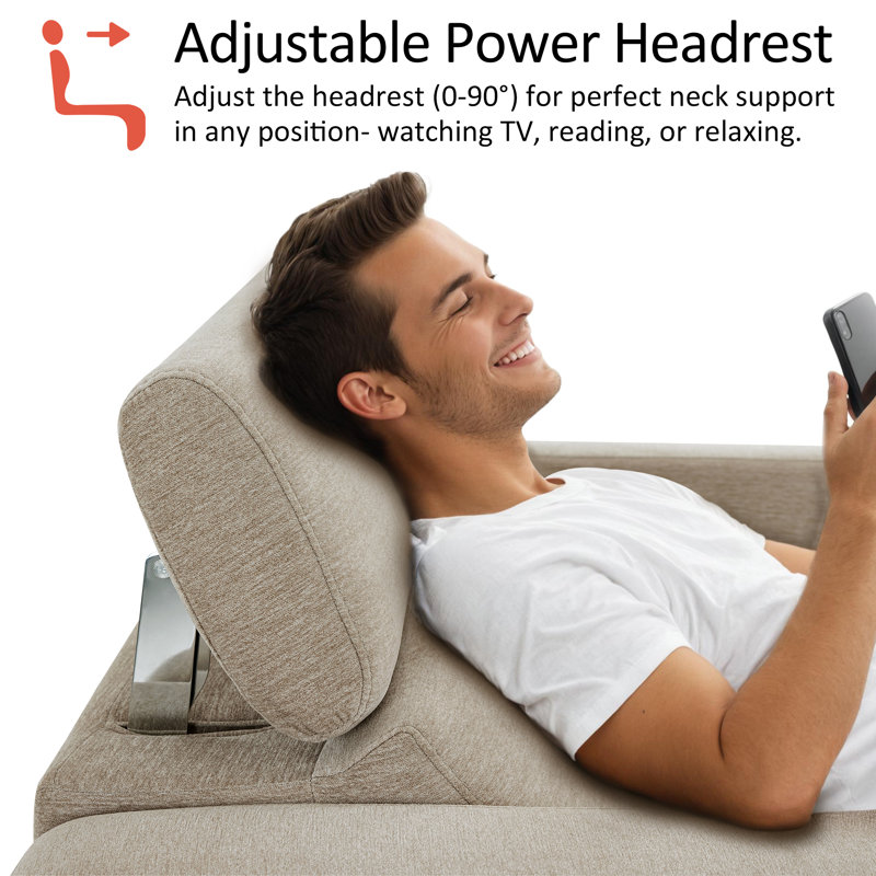 62.2"Wide Zero Clearance Power Recliner Loveseat Sofa with Adjustable Headrest, Beige