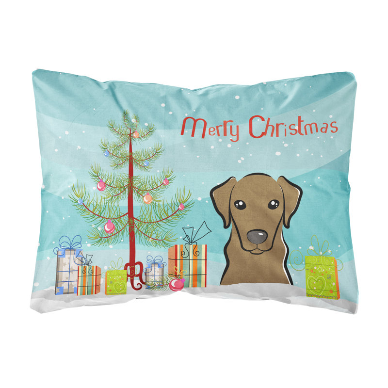  Coussin décoratif intérieur / extérieur Christmas Tree and Labrador, Chocolat
