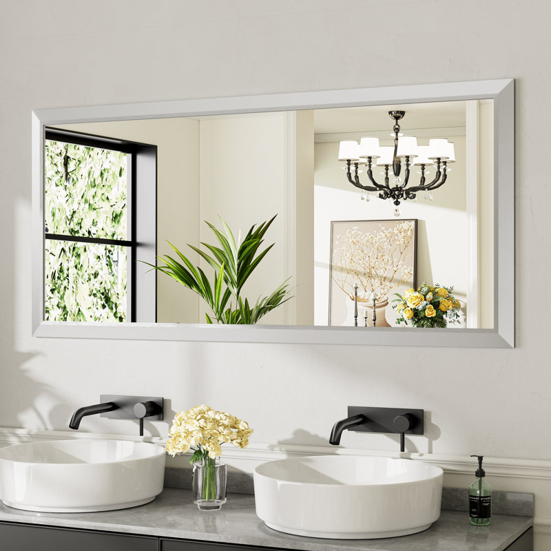 Miroirs de salle de bain modernes et contemporains en métal biseauté rectangulaire / carré avec verre trempé HD