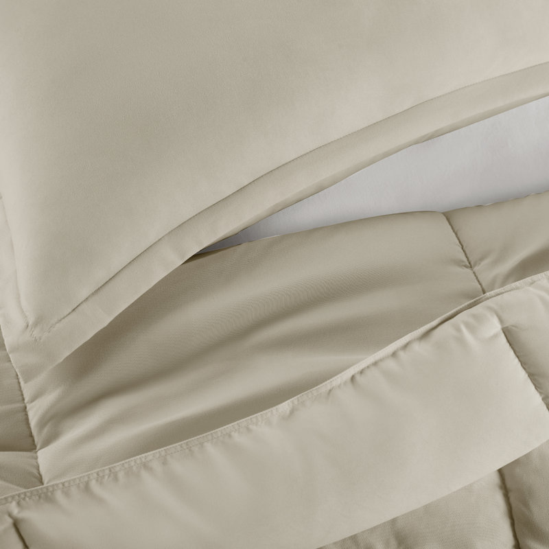 King Khaki Microfiber 3-Piece Comforter Set with Pillow Shams