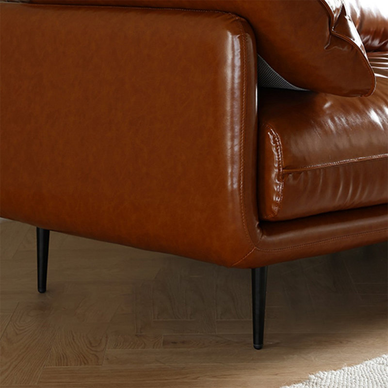 Canapé modulaire orange en similicuir, 33.07" H x 110.24" W x 37.01" D, 4