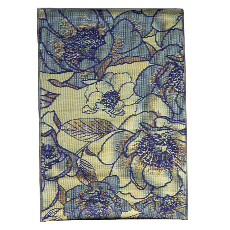 Tapis d'extérieur Jazmein Kassia Floral 6 x 9 pi bleu / ivoire / noir / vert