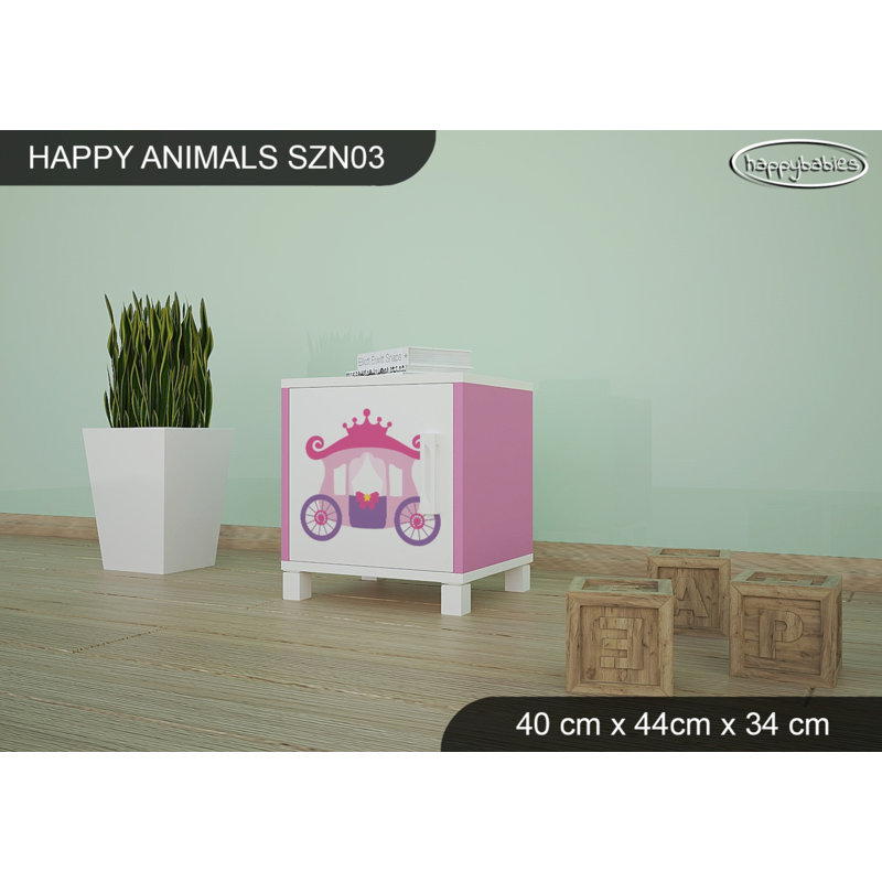 Nightstand, White/Pink