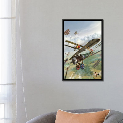«WarI US Biplane Attacking German Biplanes», reproduction de photo sur toile