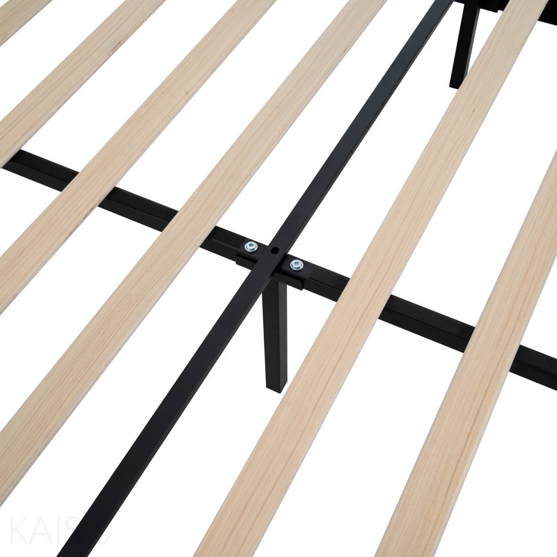 King Size Bed Frame With 55.5"High Back Upholstered Headboard,Boucle Fabric,12 Slat Support,Thickened Side Panels,Solid Wood Feet,No Box Spring Needed(White)