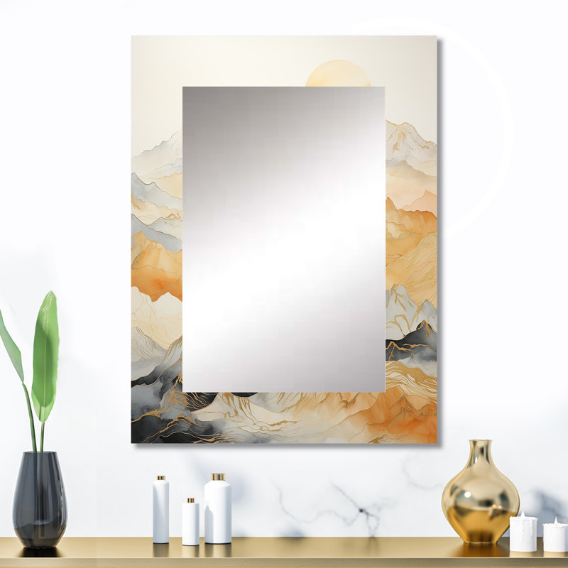 Majestic Mountain Peaks III - Mountains Decorative Wall Mirror, Traditional Mirror, Printed Metal Art, 32" x 24"