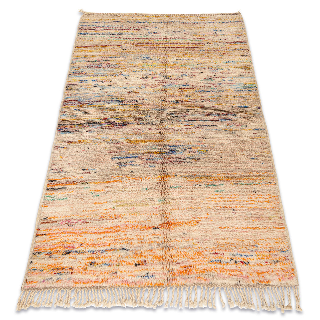 BERBER-Teppich Beni Mrirt Handgewebt Aus Marokko, Abstrakt -  Beige / Orange 120X190 Cm