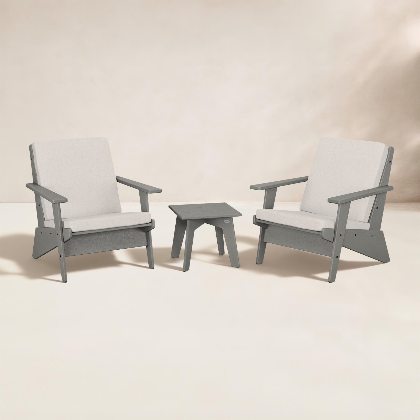 POLYWOOD® Riviera 2-Person Patio Seating Group, Cast Ash, Slate Grey
