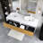 63" Wall Mounted Bathroom Vanity With White Solid Surface Top