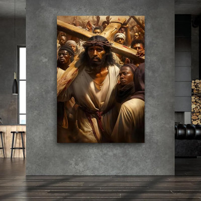 «Powerful Black Jesus Christ», art mural sur toile pour le salon, affiche murale biblique chrétienne religieuse, affiche de la foi spirituelle prête à être accrochée (encadrée, 24 po x 36 po)
