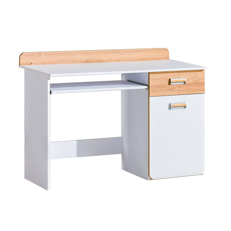 Oressa Computer Desk, White Matt/Oak Nash