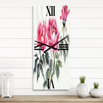 Vintage Purple Peonies Branch - Traditional Wall Clock