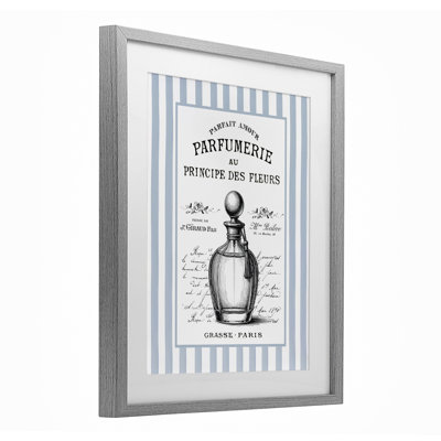 Impression rétro sous verre sur fond rayé, design par lettré et doublé
