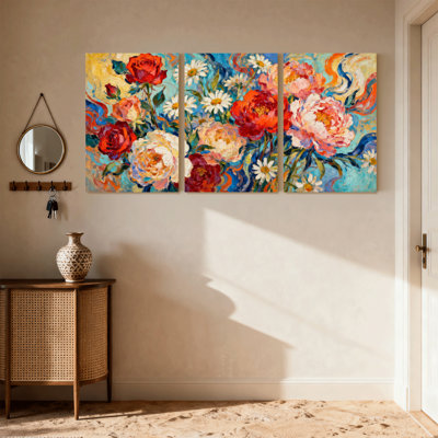Plantes et fleurs, ensemble de 3 impressions sur toile
