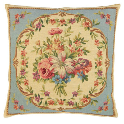 Aubusson Bouquet Tapestry Cushion with Feather Filler 