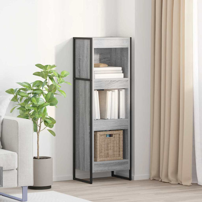 Steel Book Cabinet Bookcase, Grey Sonoma, (3 Shelves) 121cm. H x 40cm. W x 30cm. D