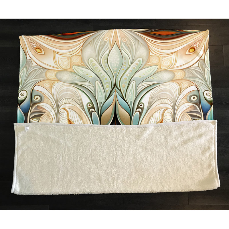 Throw Blanket, 68" W x 80" L, Abstract, Blue/Tan/Orange