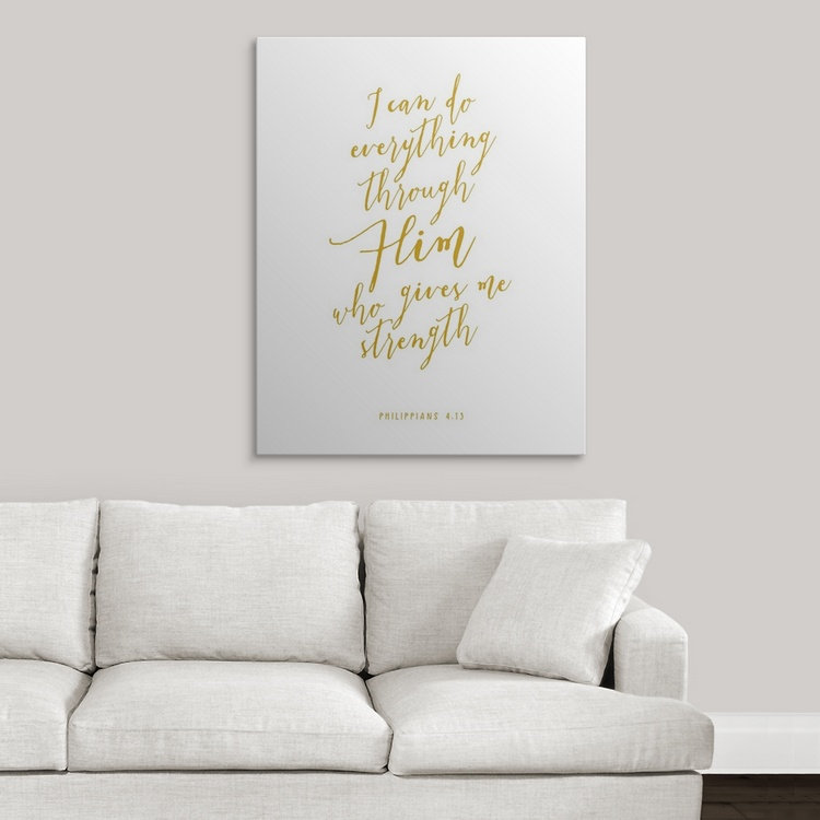 « philippians 4:13-scripture art », art textuel, H 10 po x l 8 po x P 1,5 po, Toile