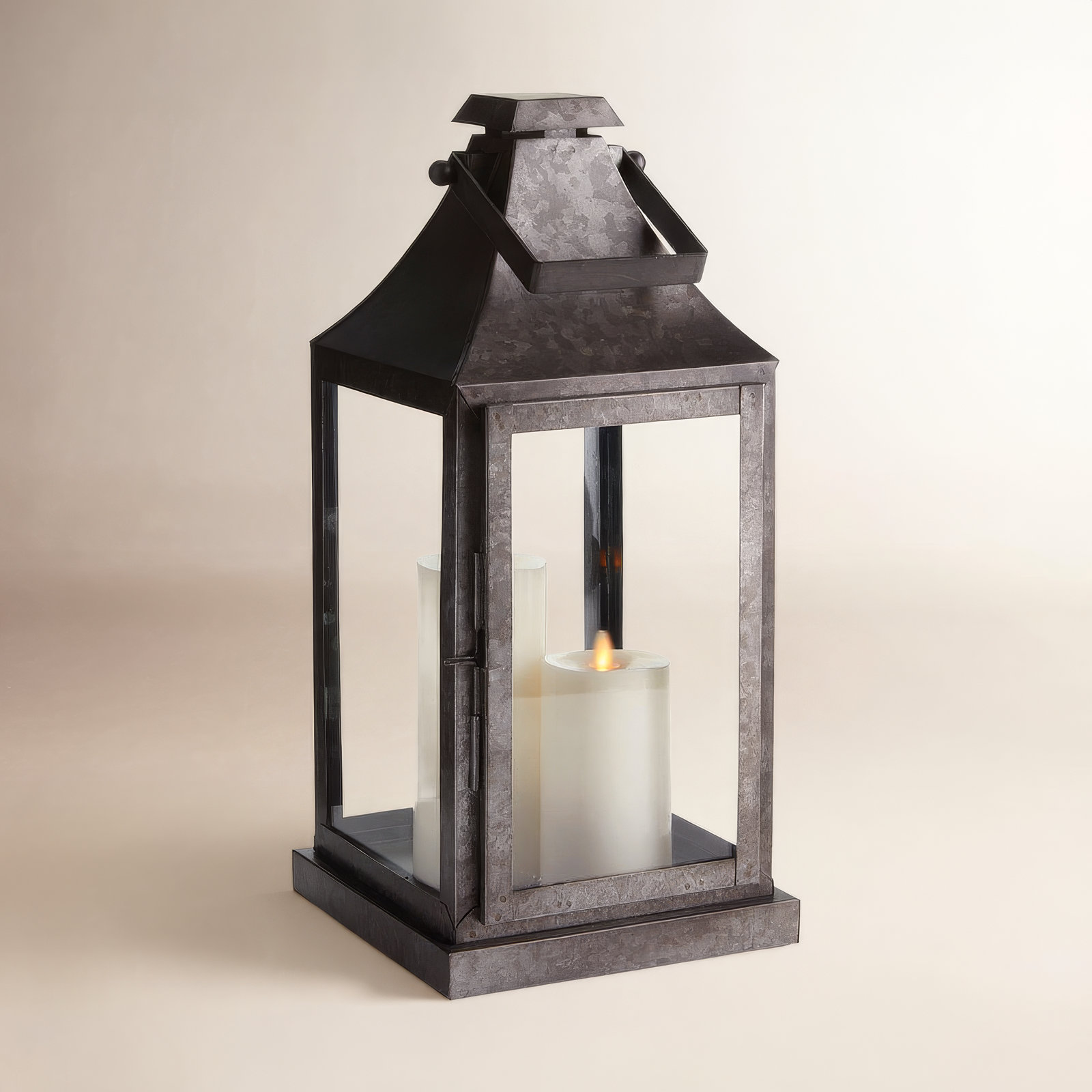 Sahni 26'' H Stainless Steel Tabletop Lantern, 19" H x 8.75" W x 8.75" D