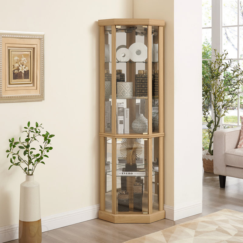 Corner Cabinet, Antique, Glass, - Elegant Display Case For Living Room And Bar Storage - Perfect For Collections And Wine