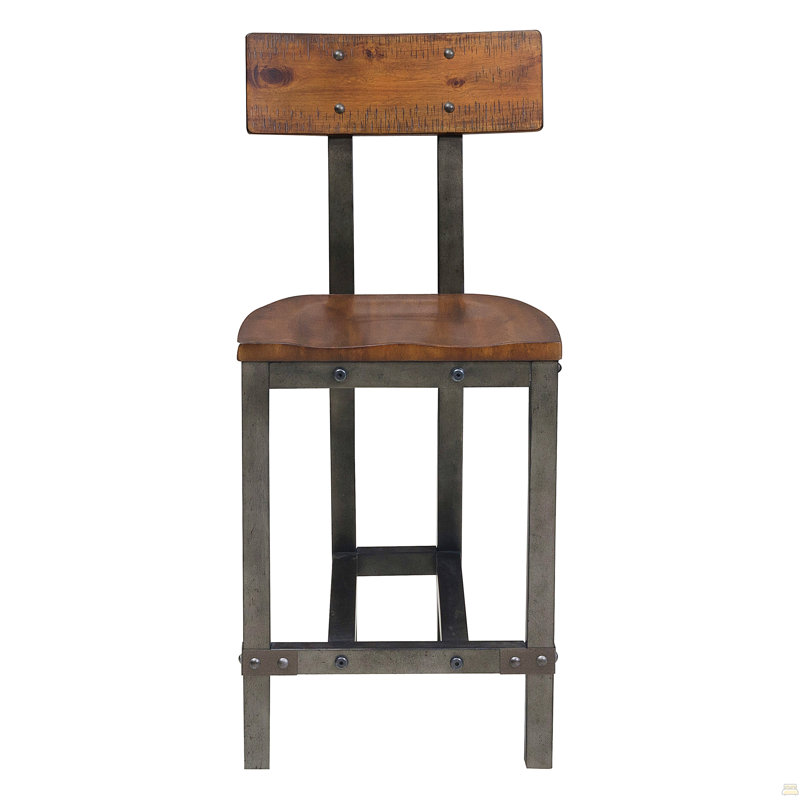 Wooden Counter Height Chairs 2Pc Set