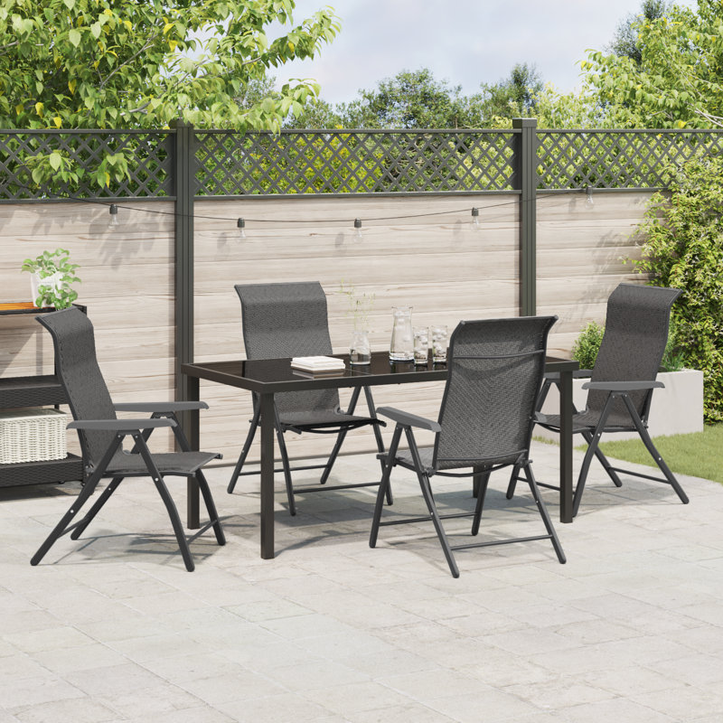 4 - Person Patio Dining Set Table,, 73cm H x 160cm W x 80cm D, Grey