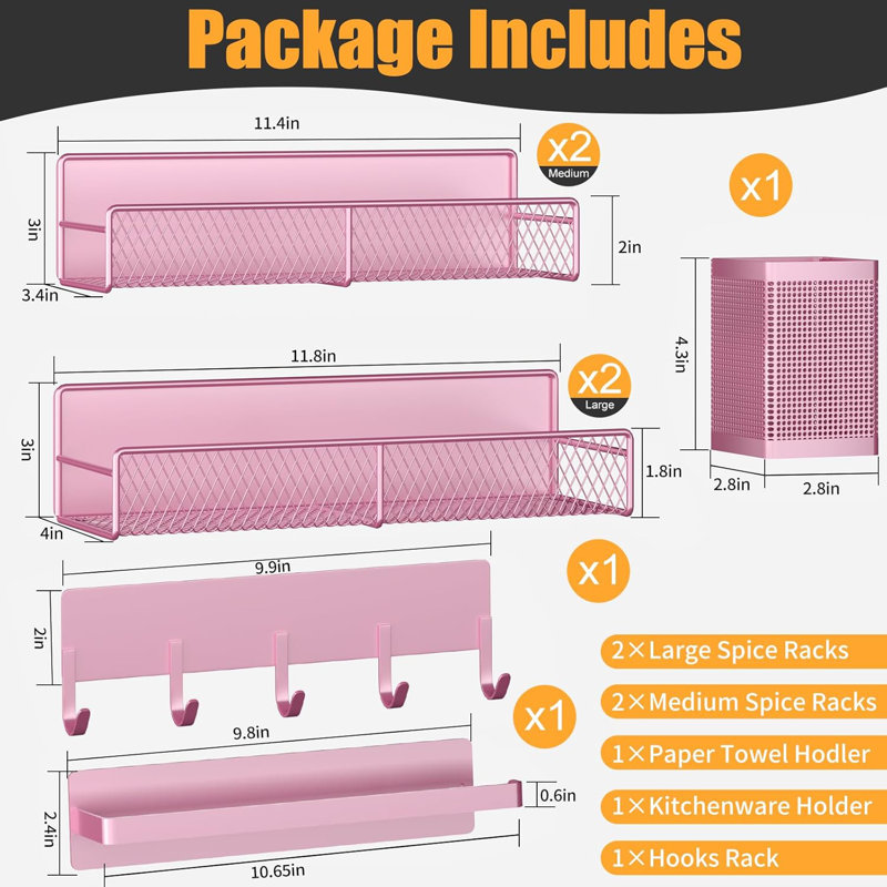 Suction Spice Rack, Pink