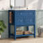 Meuble-lavabo de 76 cm avec lavabo en céramique – Meuble de rangement autoportant avec tiroir basculant, 2 tiroirs et tablette ouverte à lattes, porte-serviettes latéral réversible, poignées argentées, MDF-545540452
