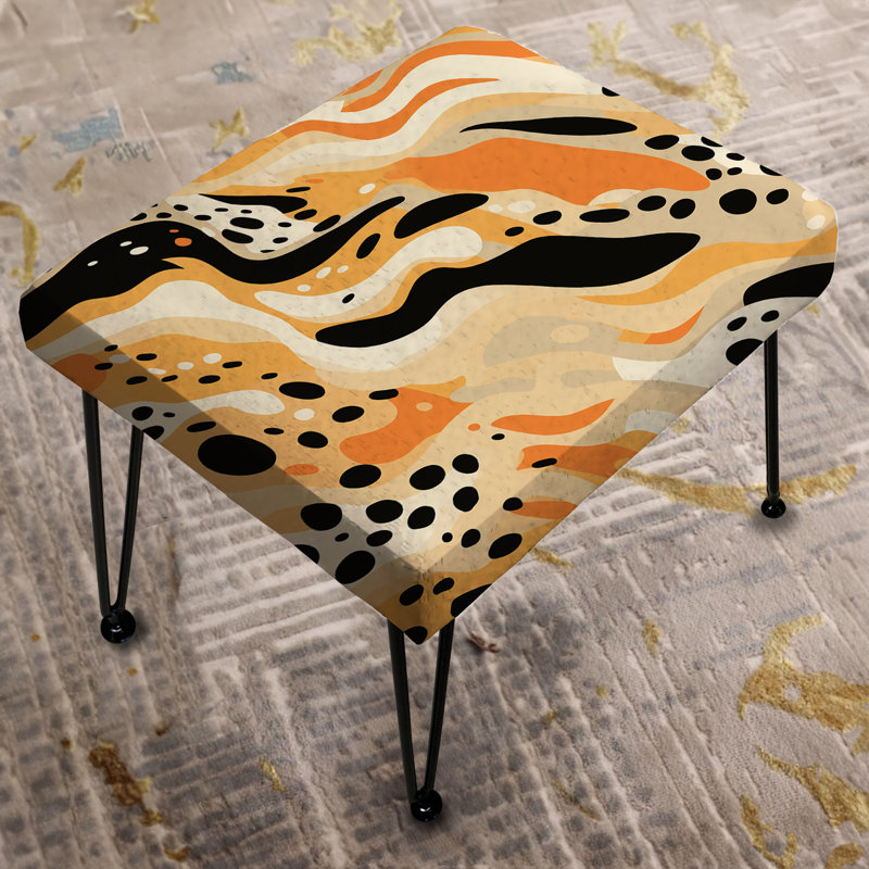 Repose-pieds moderne abstrait orange et noir avec guépard Modern Fusion