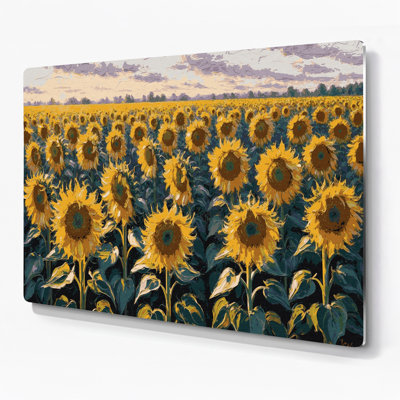 Art mural en métal vert, champs de tournesol de l'Action de grâce