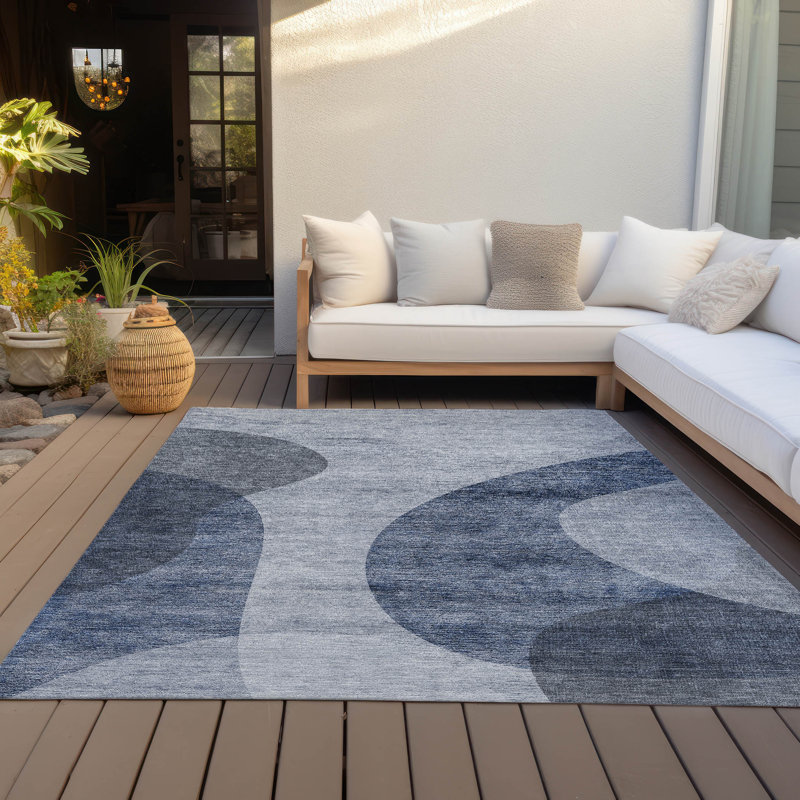 Washable Abstract Indoor / Outdoor Rug, Rectangle 8' x 10'