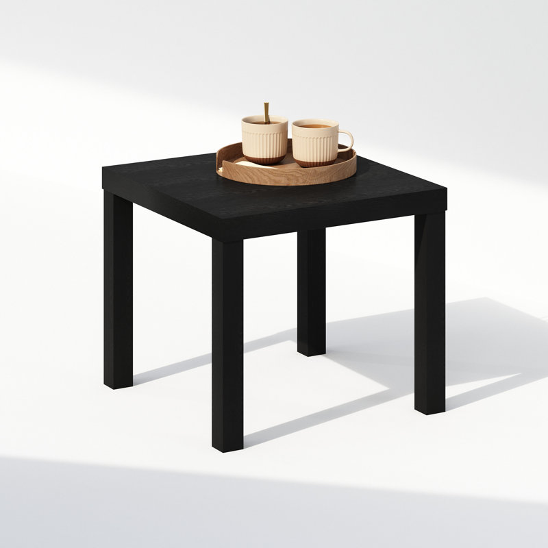 Table basse carrée simple Ebern Designs, Noir, noir, noir, noir